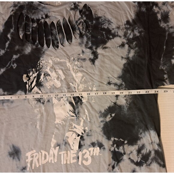 Friday the 13th Jason HOT TOPIC Slashed Neckline Tie Dye Horror Adult 3XL Shirt - Picture 6 of 7